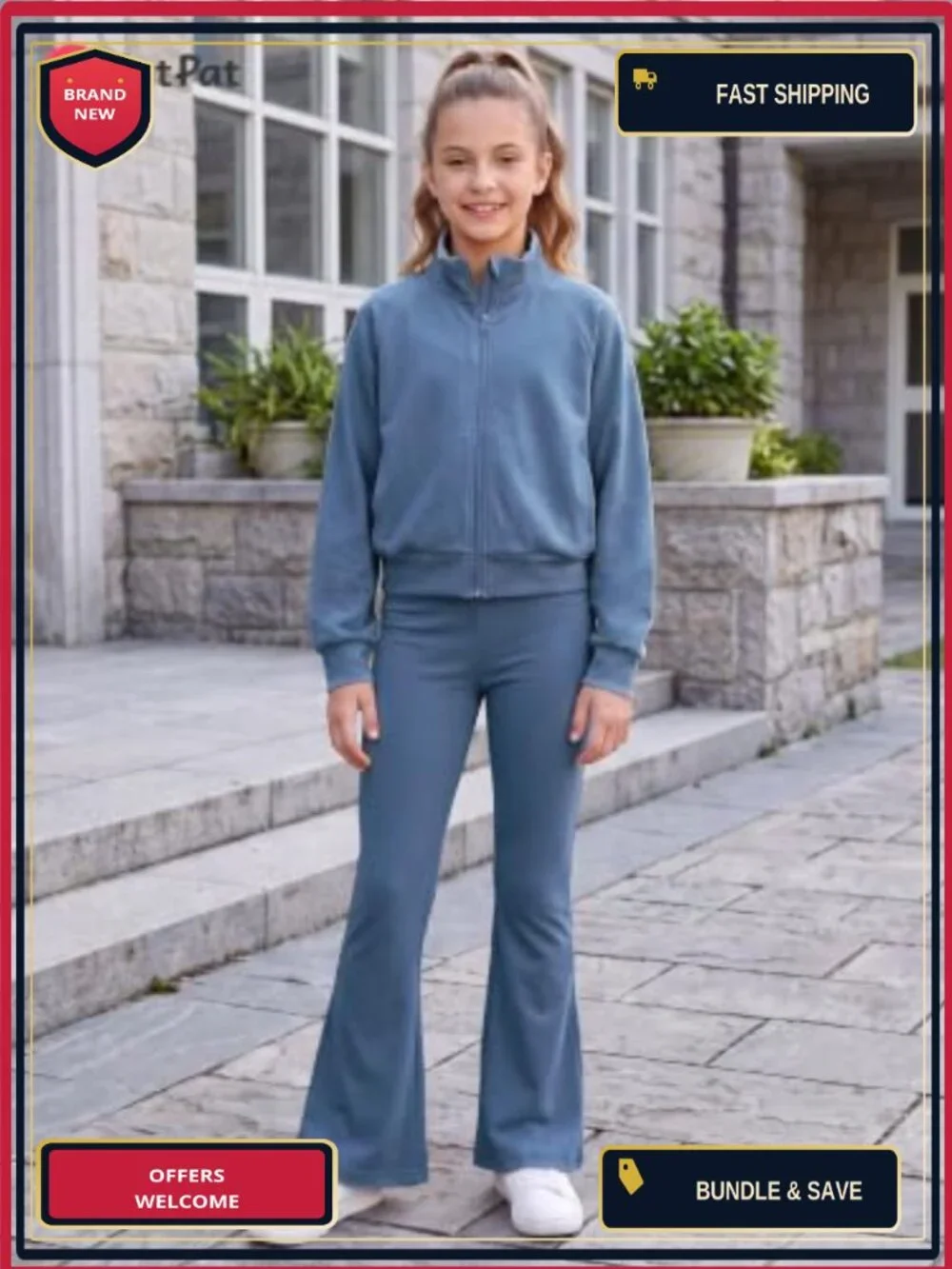 Girls Zip Up Jacket Long Sleeve Lightweight Crop Coat with Pockets